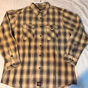 DIXXON Men's Beige Plaid Button Down Shirt